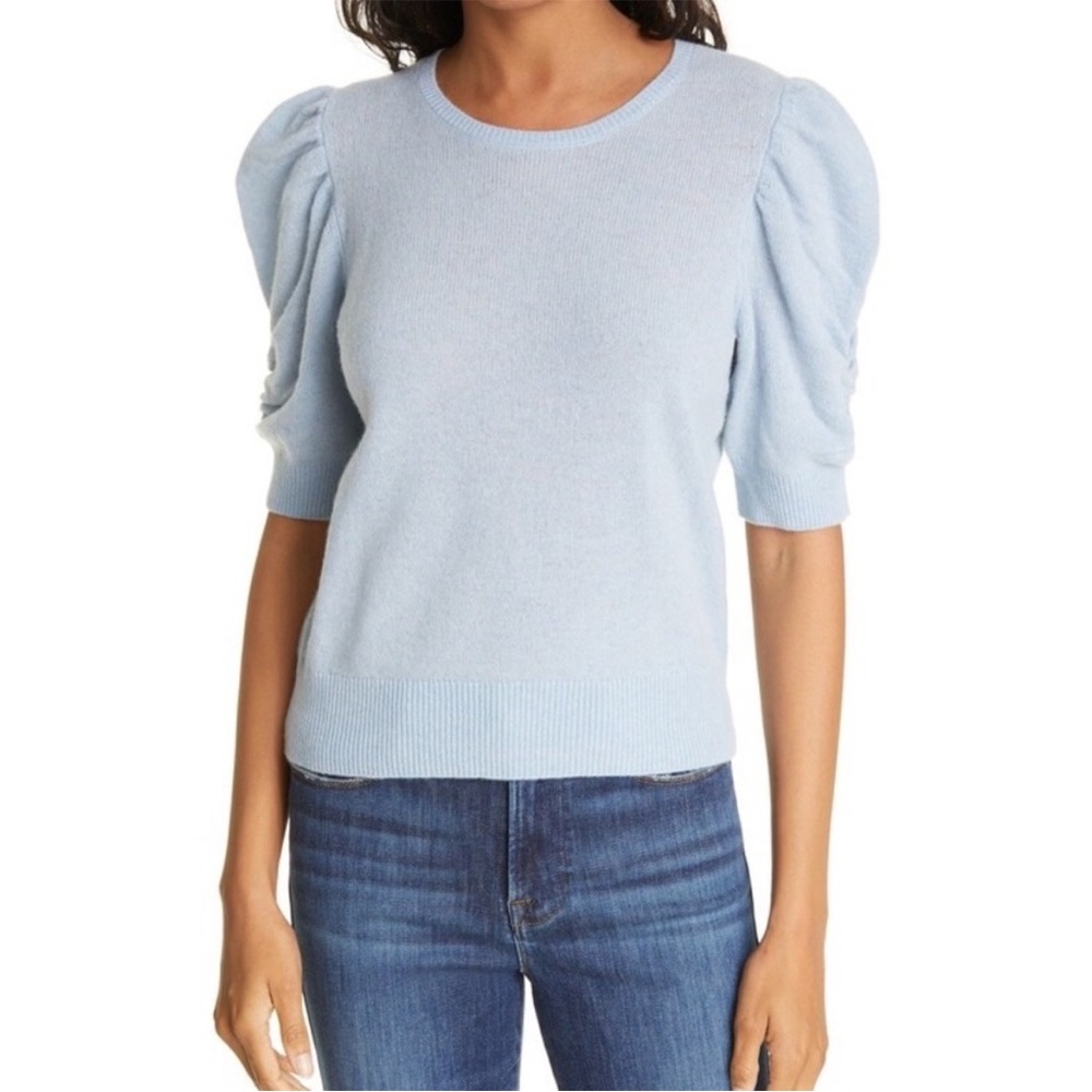 Frame Cashmere Frankie Crew Ruched Short Puff Sleeve
Sweater Blue Medium